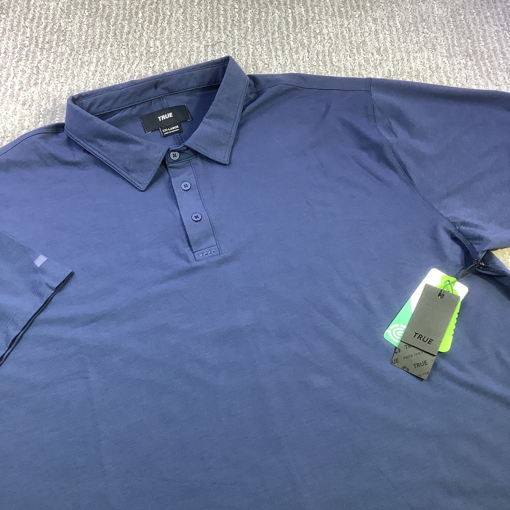 True‎ Linkswear All Day Polo Mens XXL Navy Blue EcoLux Jersey Golf Shirt NWT